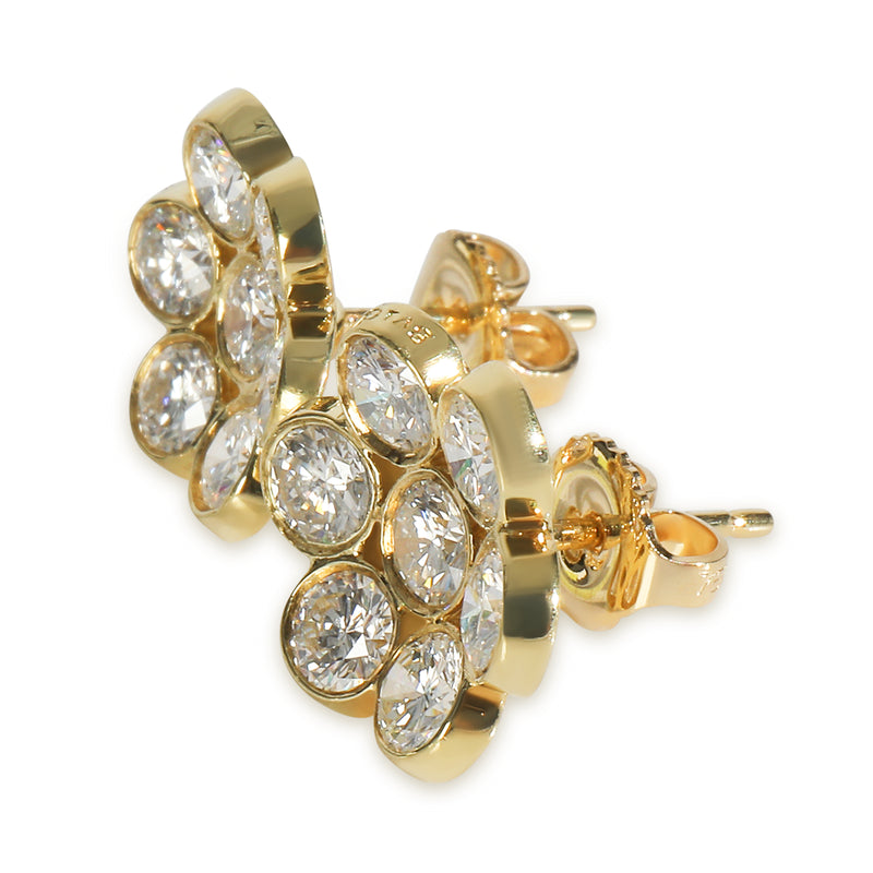 Bvlgari Yellow Gold Diamond Vintage Flower Cluster Earrings 18k