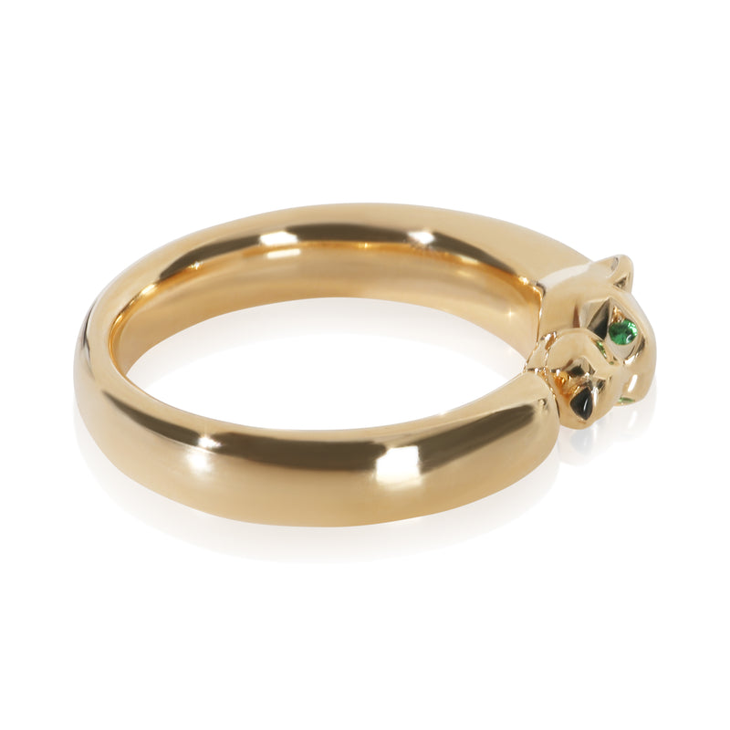 Cartier Yellow Gold Onyx And Tsavorite Small Model Panthere De Ring 18k