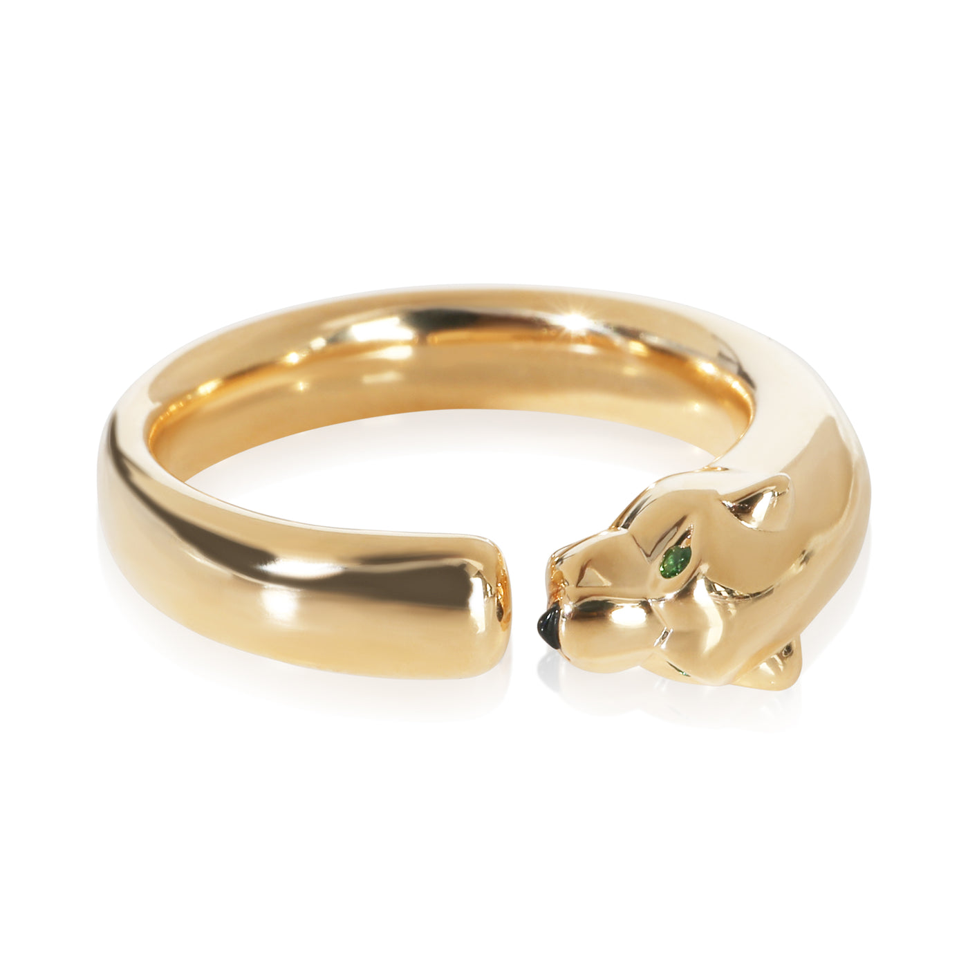 Cartier Yellow Gold Onyx And Tsavorite Small Model Panthere De Ring 18k
