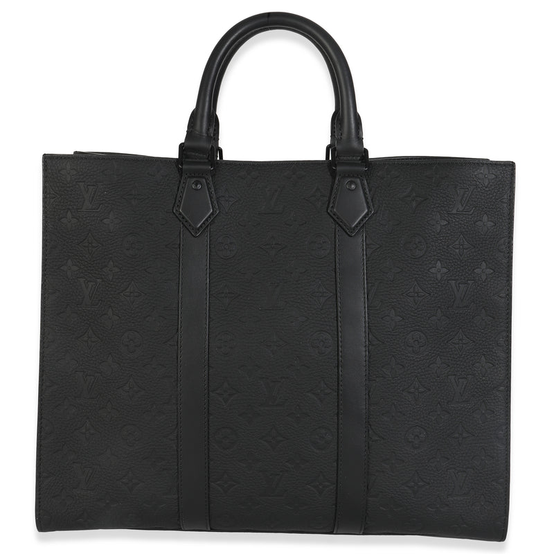 Louis Vuitton Black Monogram Embossed Taurillon Sac Plat 24h Leather Handbag