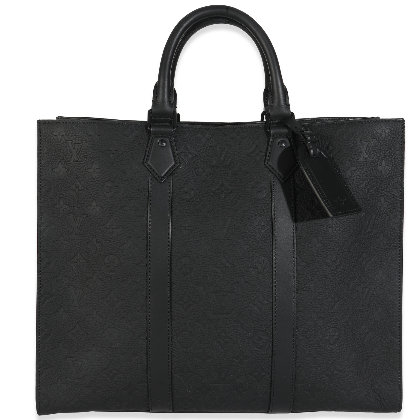 Louis Vuitton Black Monogram Embossed Taurillon Sac Plat 24h Leather Handbag
