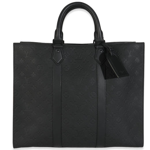 Louis Vuitton Black Monogram Embossed Taurillon Sac Plat 24h Leather Handbag