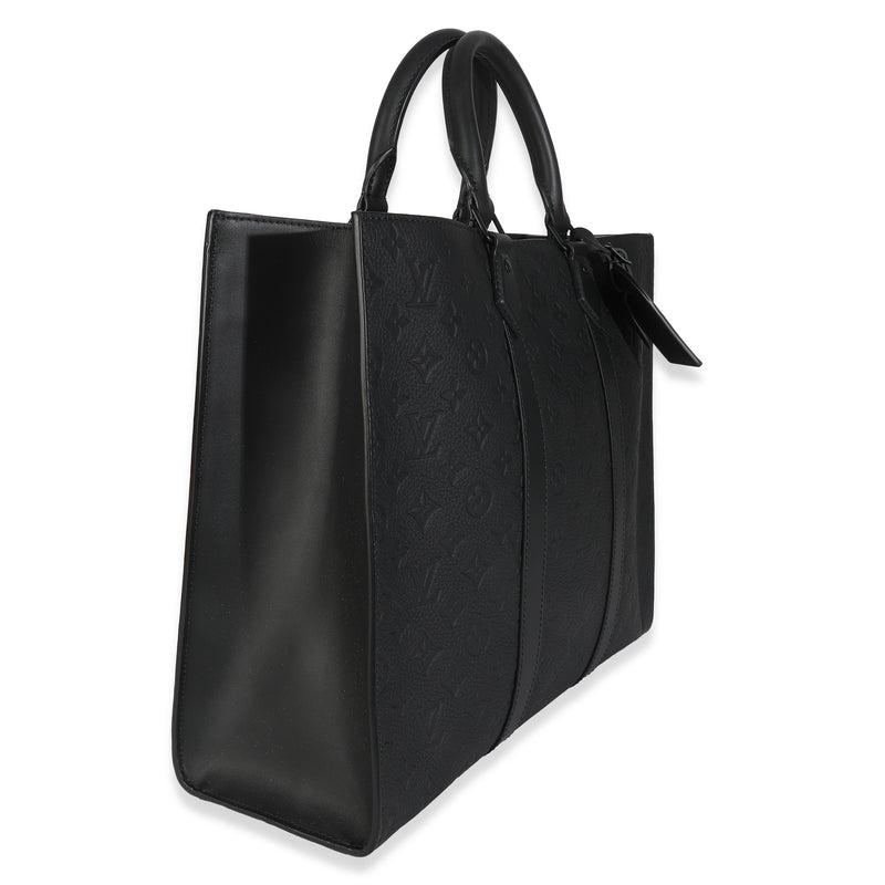 Louis Vuitton Black Monogram Embossed Taurillon Sac Plat 24h Leather Handbag