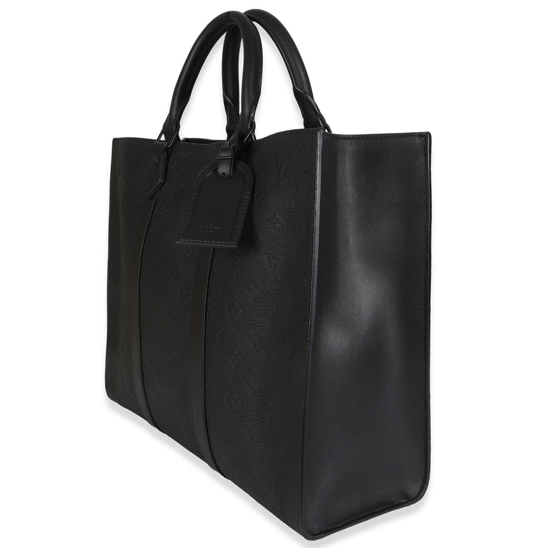 Louis Vuitton Black Monogram Embossed Taurillon Sac Plat 24h Leather Handbag