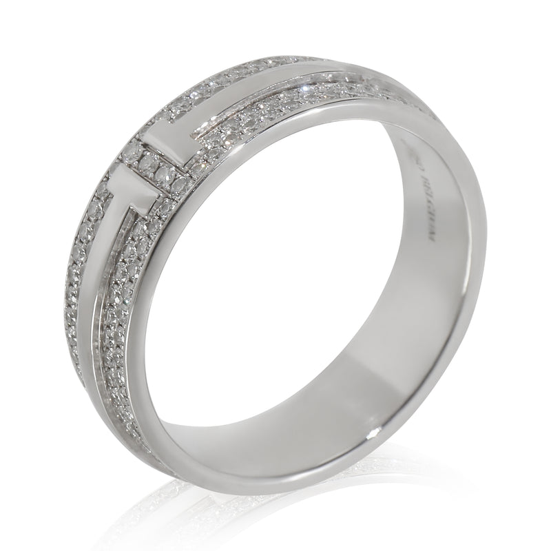 Tiffany & Co. White Gold Diamond T Wide Ring 18k