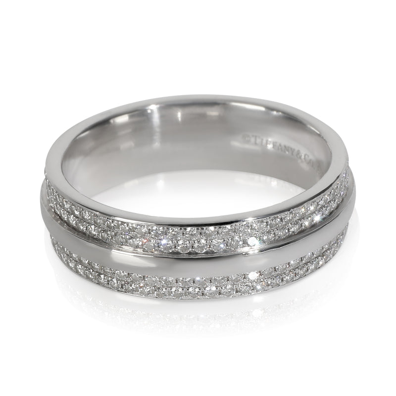 Tiffany & Co. White Gold Diamond T Wide Ring 18k