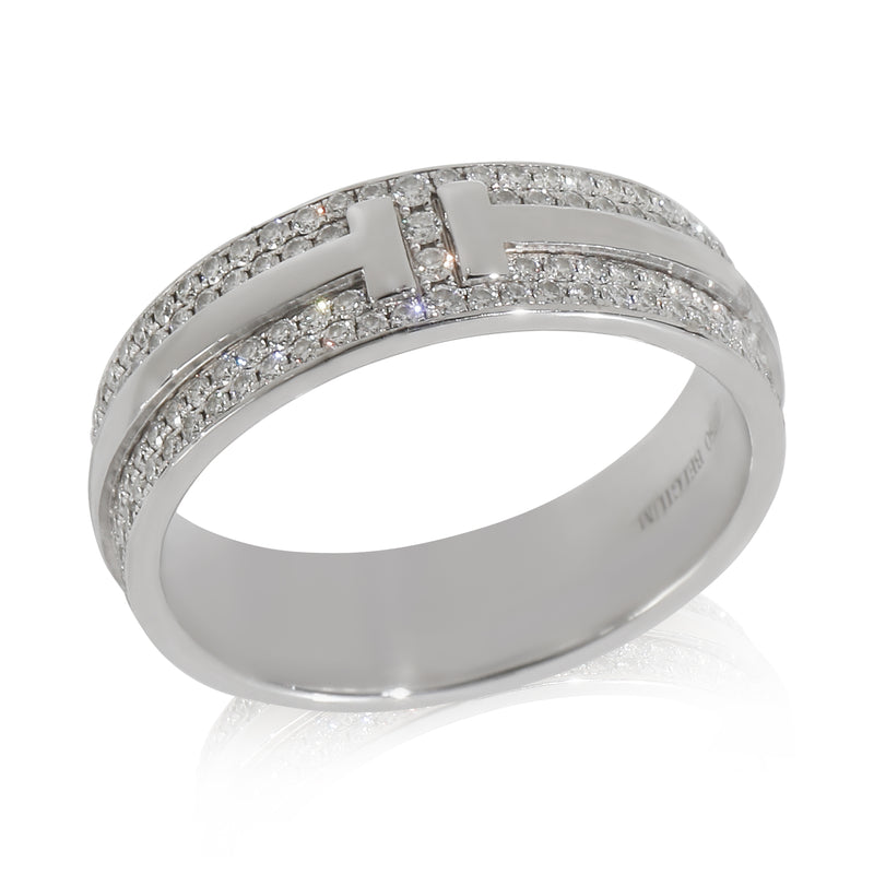 Tiffany & Co. White Gold Diamond T Wide Ring 18k