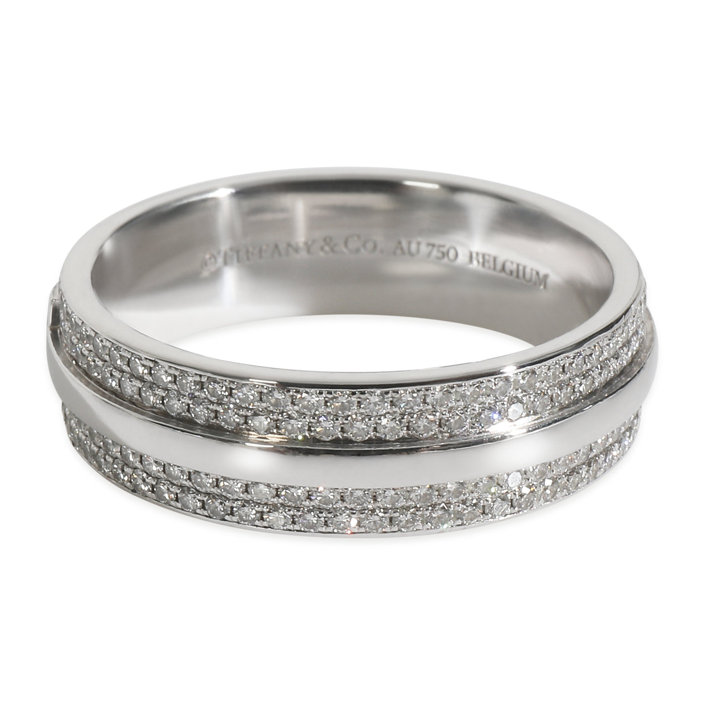 Tiffany & Co. White Gold Diamond T Wide Ring 18k