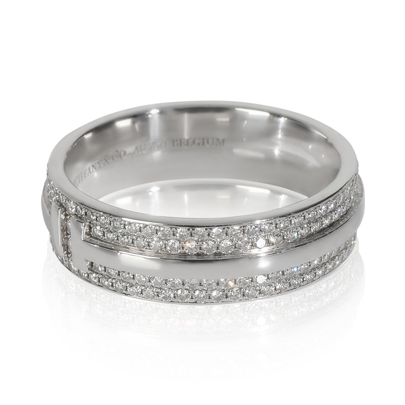 Tiffany & Co. White Gold Diamond T Wide Ring 18k