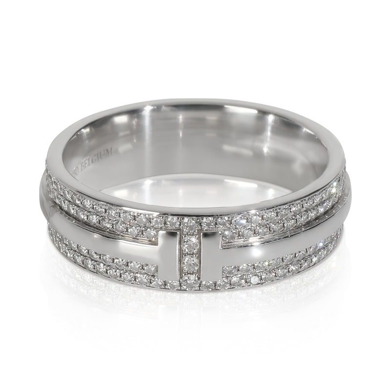 Tiffany & Co. White Gold Diamond T Wide Ring 18k