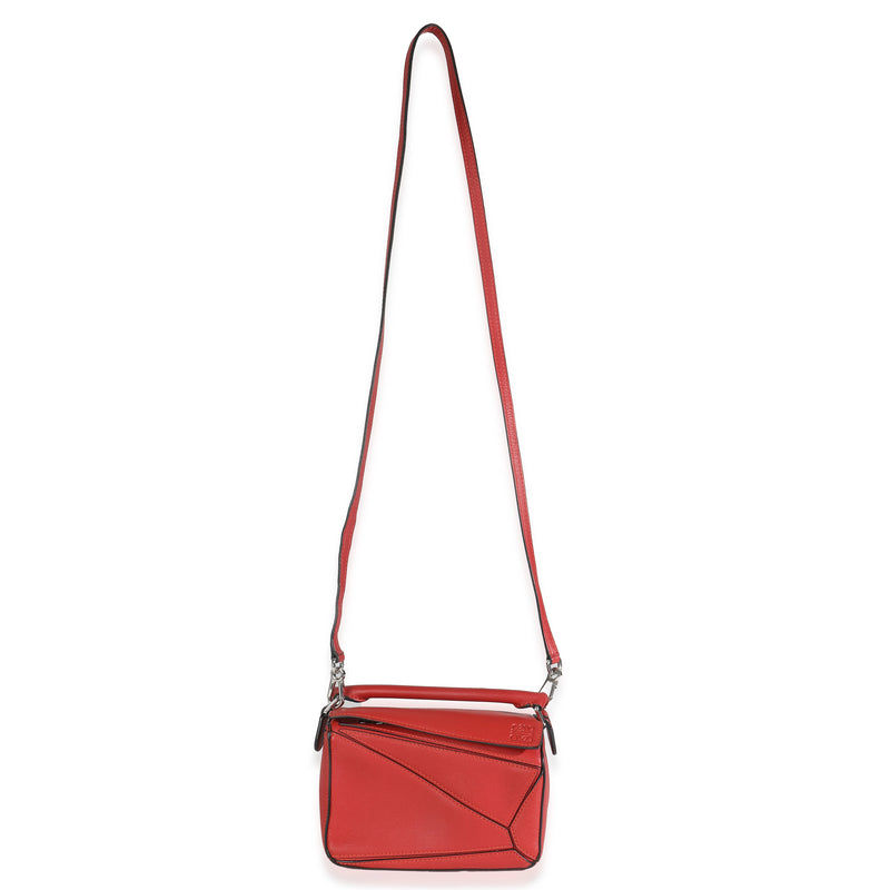 Loewe Scarlet Calfskin Mini Puzzle Bag Red Leather Handbag
