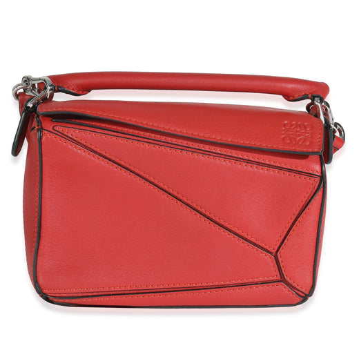 Loewe Scarlet Calfskin Mini Puzzle Bag Red Leather Handbag