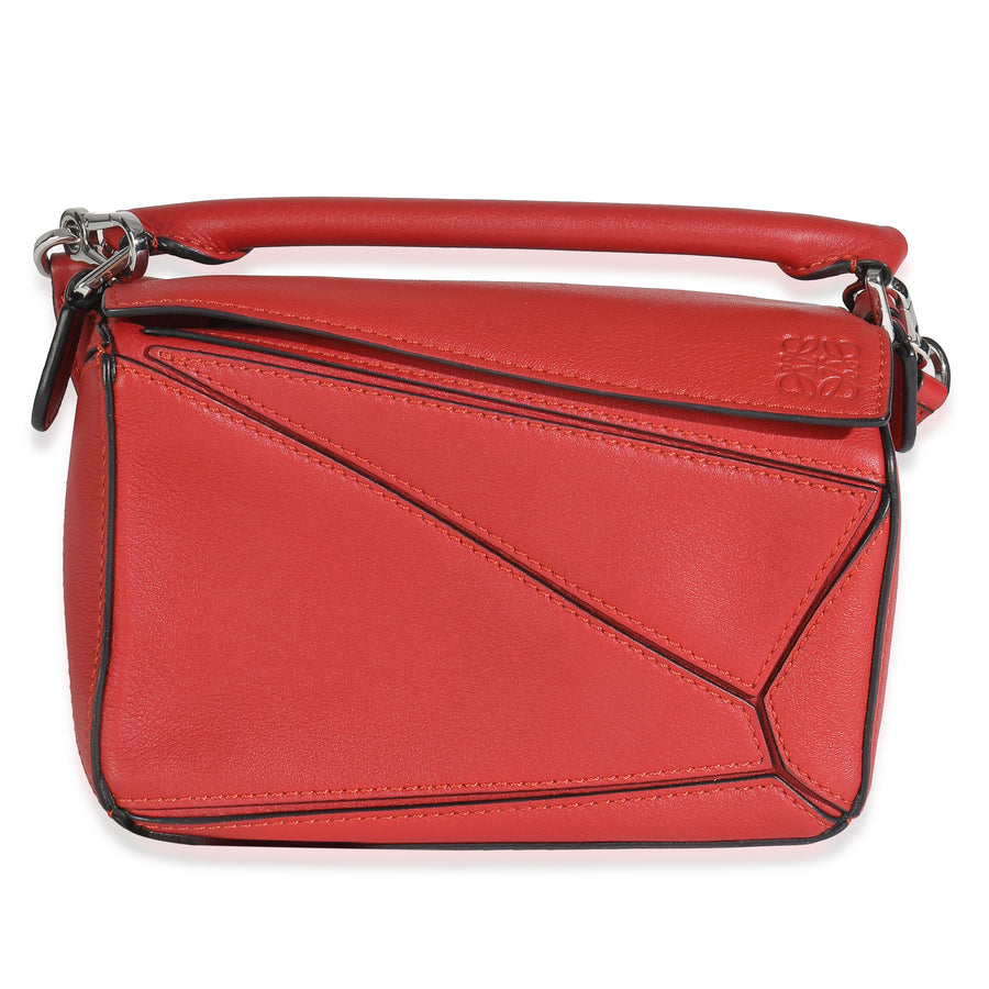 Loewe Scarlet Calfskin Mini Puzzle Bag Red Leather Handbag