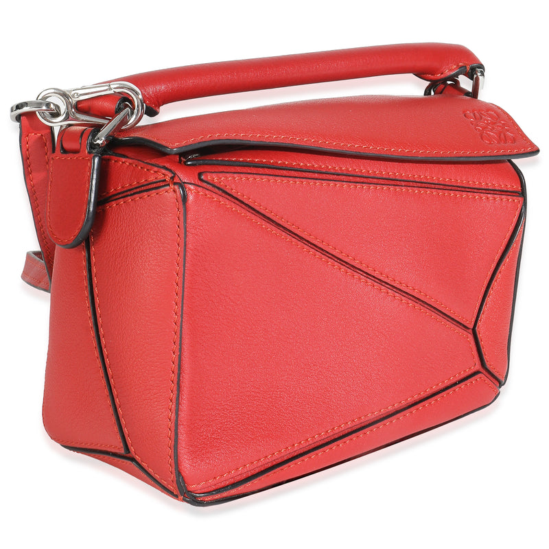 Loewe Scarlet Calfskin Mini Puzzle Bag Red Leather Handbag