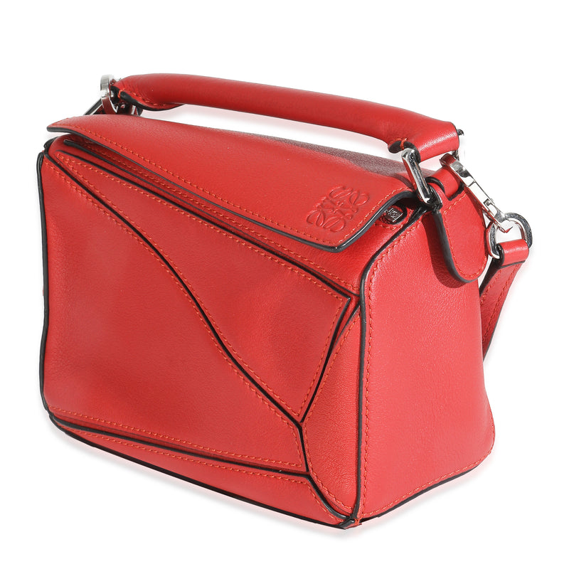 Loewe Scarlet Calfskin Mini Puzzle Bag Red Leather Handbag