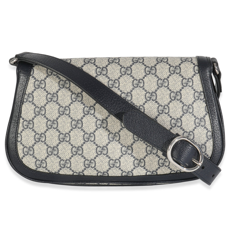 Gucci Beige Blue Gg Supreme Canvas Blondie Shoulder Bag Beige; Coated Canvas; Leather Handbag