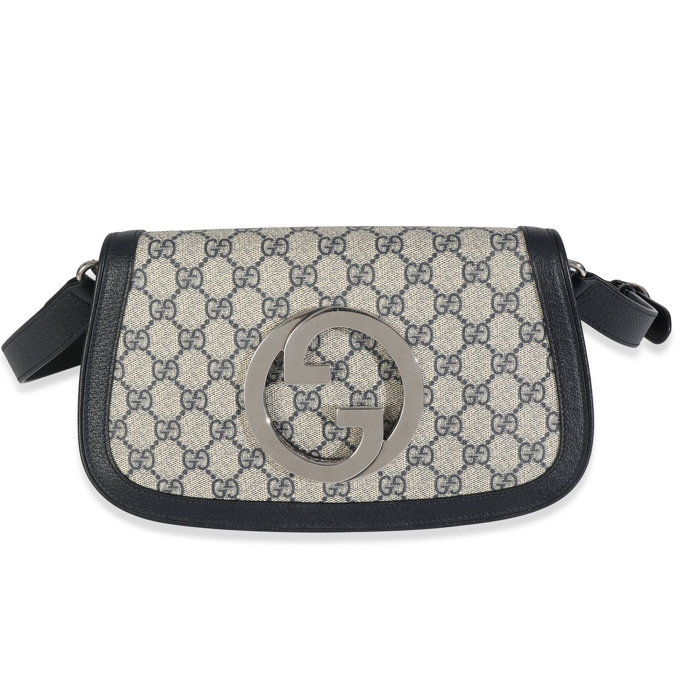 Gucci Beige Blue Gg Supreme Canvas Blondie Shoulder Bag Beige; Coated Canvas; Leather Handbag