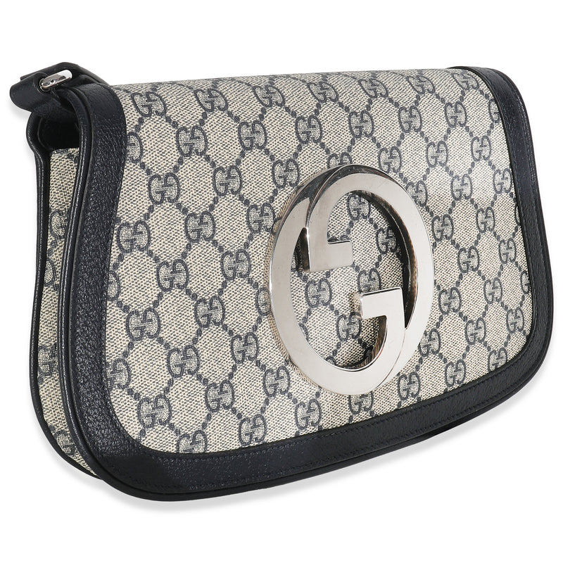 Gucci Beige Blue Gg Supreme Canvas Blondie Shoulder Bag Beige; Coated Canvas; Leather Handbag