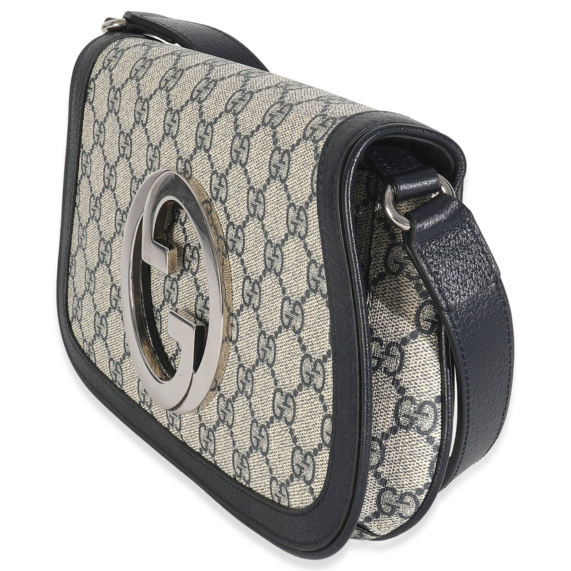 Gucci Beige Blue Gg Supreme Canvas Blondie Shoulder Bag Beige; Coated Canvas; Leather Handbag
