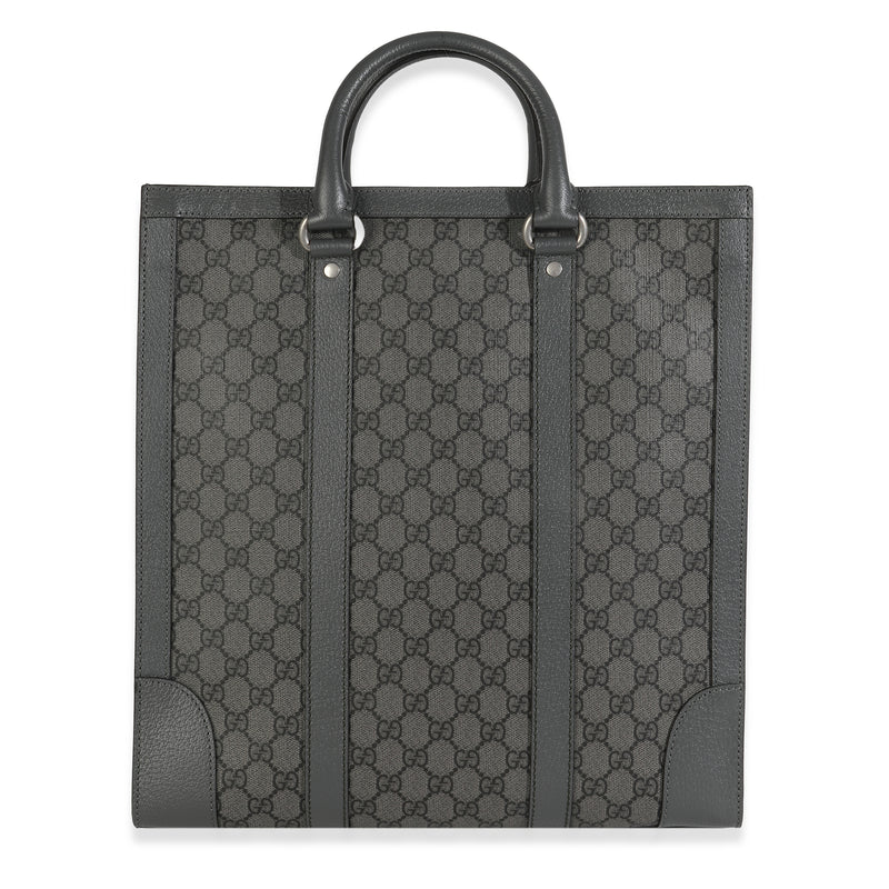 Gucci Grey Black Gg Coated Canvas Ophidia Medium Tote Gray Handbag