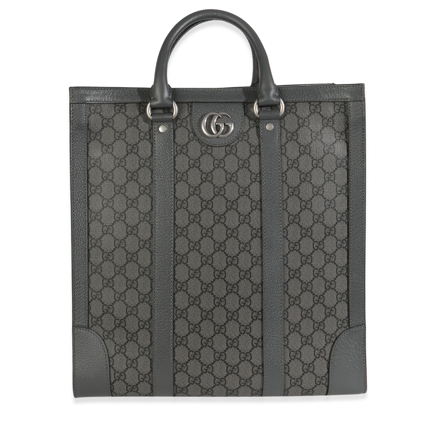 Gucci Grey Black Gg Coated Canvas Ophidia Medium Tote Gray Handbag