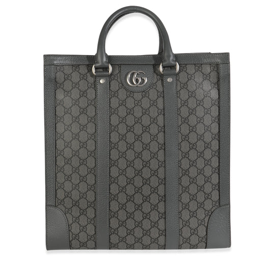 Gucci Grey Black Gg Coated Canvas Ophidia Medium Tote Gray Handbag