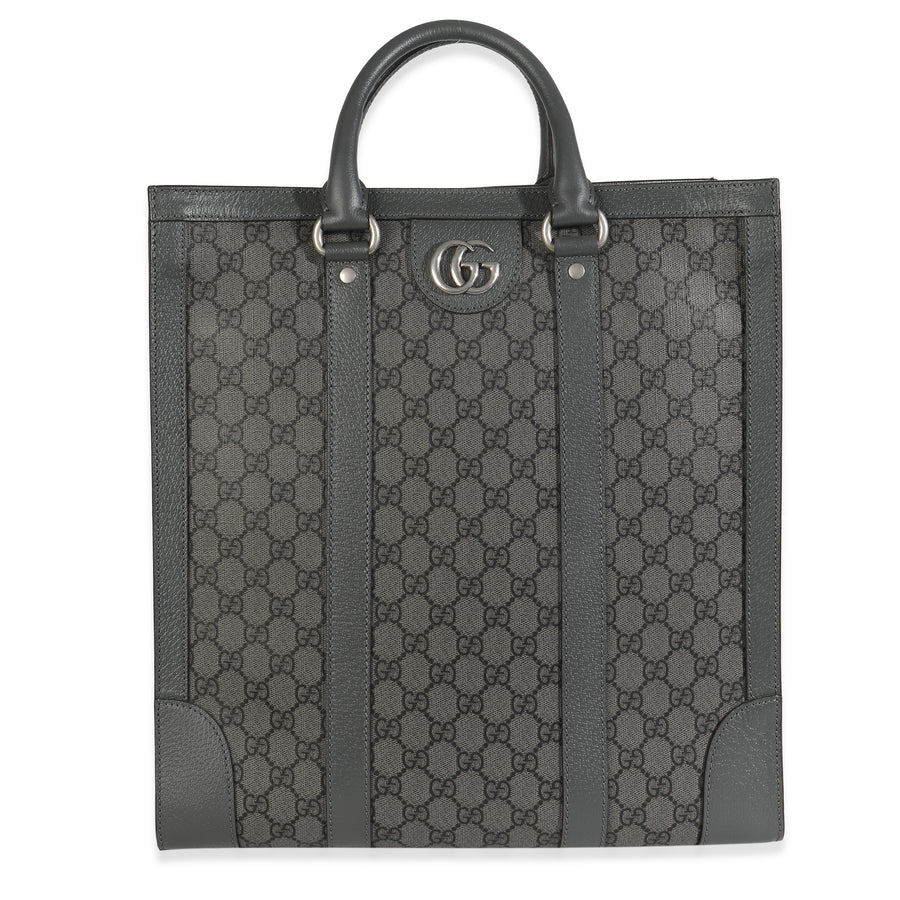 Gucci Grey Black Gg Coated Canvas Ophidia Medium Tote Gray Handbag