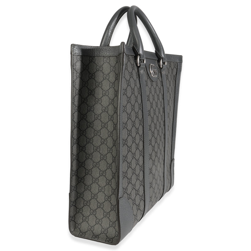 Gucci Grey Black Gg Coated Canvas Ophidia Medium Tote Gray Handbag