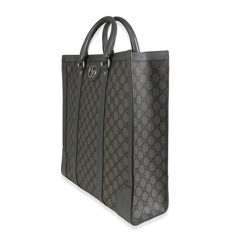 Gucci Grey Black Gg Coated Canvas Ophidia Medium Tote Gray Handbag