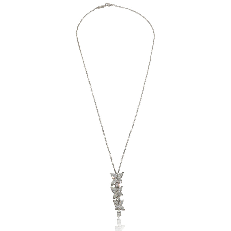 Tiffany & Co. Platinum Diamond Victoria Mixed Cluster Drop Pendant 950