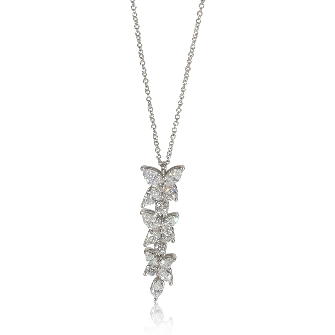 Tiffany & Co. Platinum Diamond Victoria Mixed Cluster Drop Pendant 950
