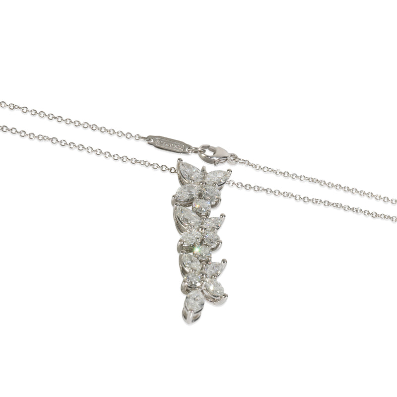 Tiffany & Co. Platinum Diamond Victoria Mixed Cluster Drop Pendant 950
