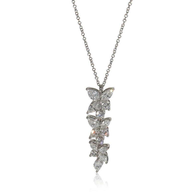 Tiffany & Co. Platinum Diamond Victoria Mixed Cluster Drop Pendant 950