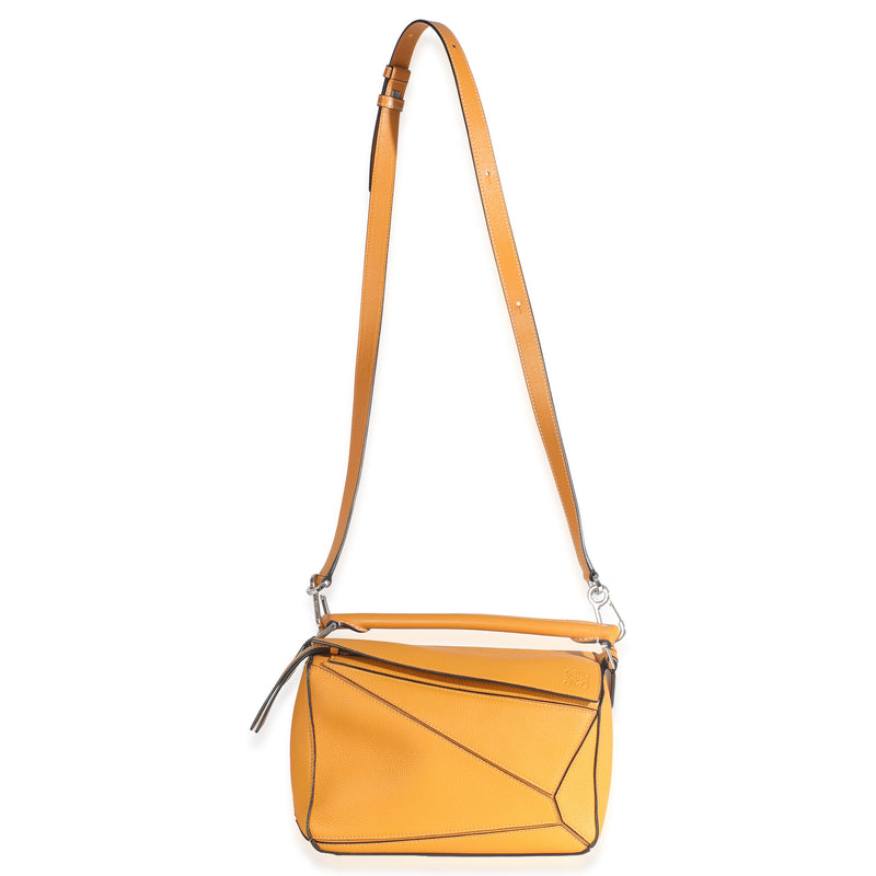 Loewe Yellow Grained Calfskin Small Puzzle Bag Leather Handbag