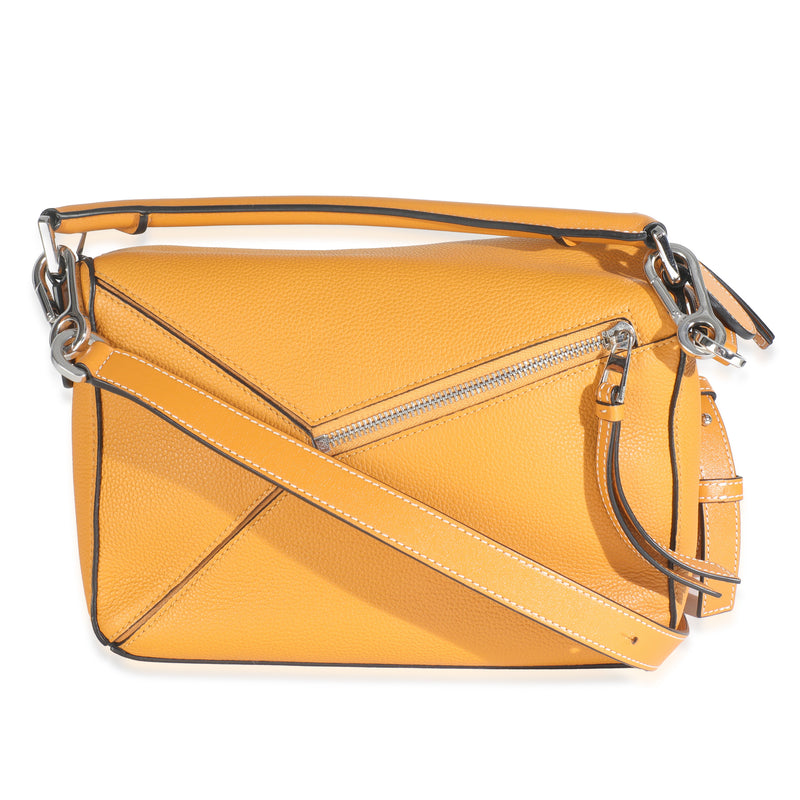 Loewe Yellow Grained Calfskin Small Puzzle Bag Leather Handbag
