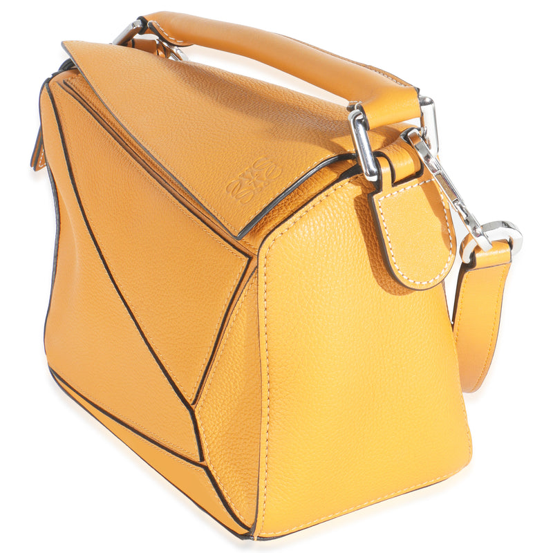 Loewe Yellow Grained Calfskin Small Puzzle Bag Leather Handbag