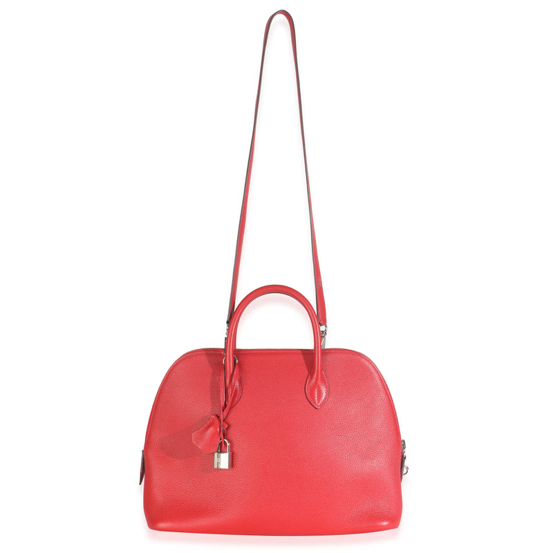 Hermès Rouge Pivoine Evercolor 1923 Bolide 30 Phw Red Leather Handbag