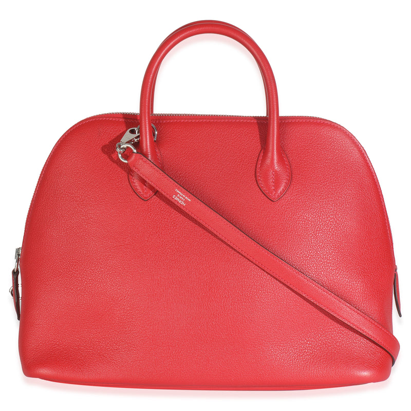 Hermès Rouge Pivoine Evercolor 1923 Bolide 30 Phw Red Leather Handbag