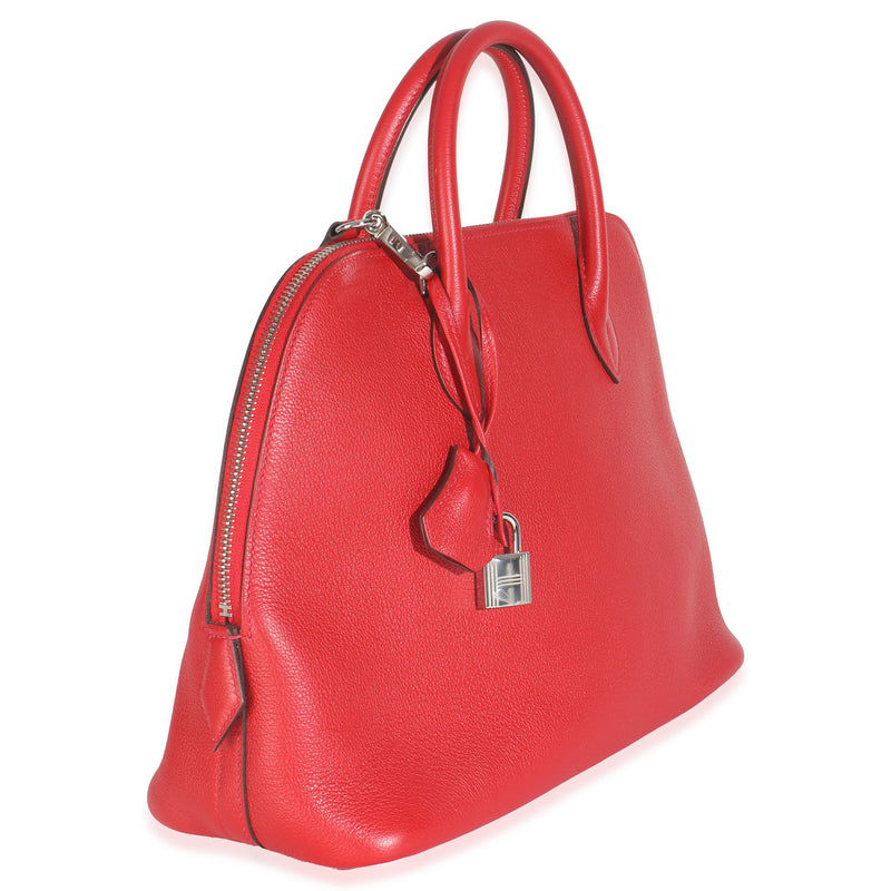 Hermès Rouge Pivoine Evercolor 1923 Bolide 30 Phw Red Leather Handbag