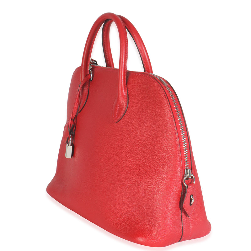 Hermès Rouge Pivoine Evercolor 1923 Bolide 30 Phw Red Leather Handbag