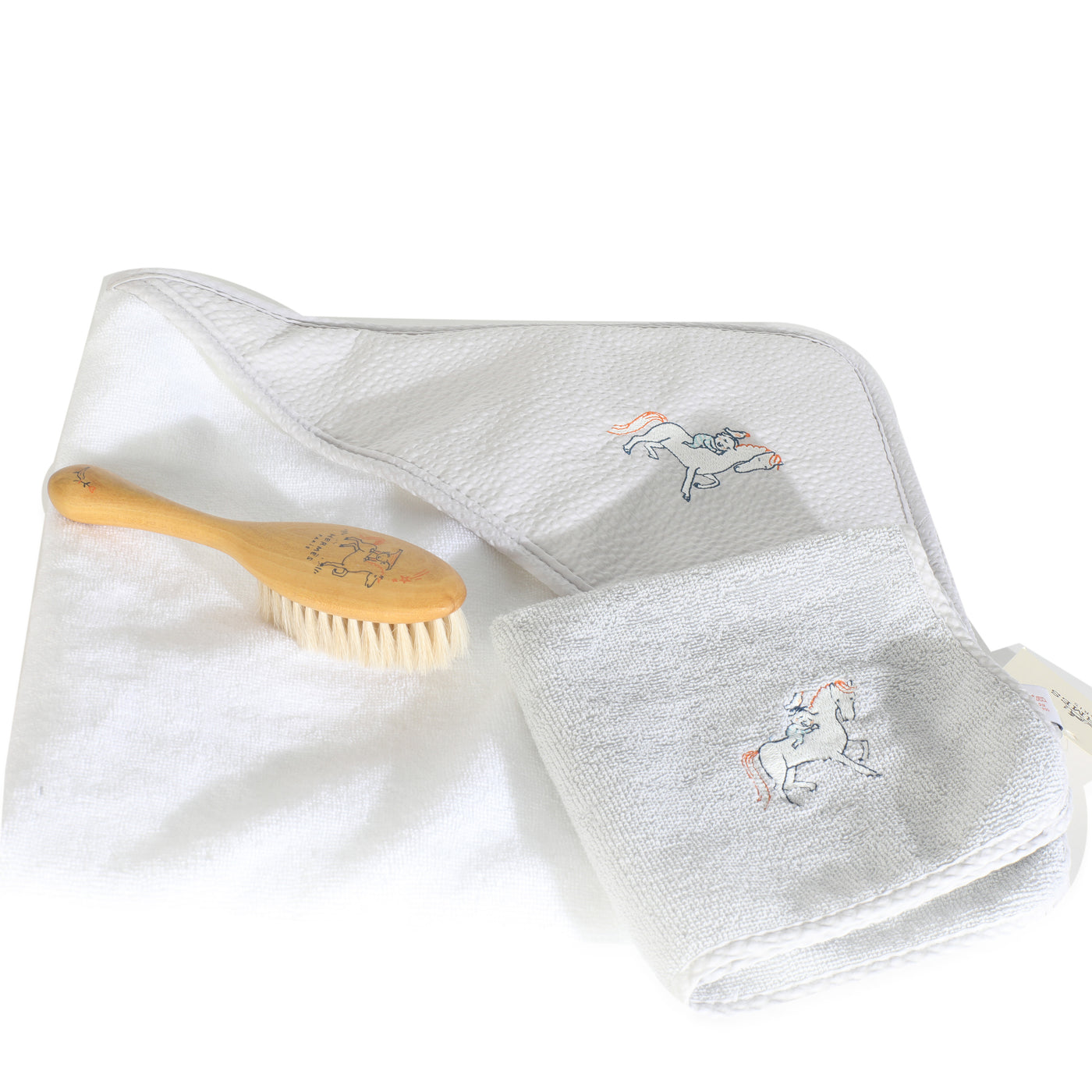 Hermès Gris Perle Cabriole Bath Set Gray; White Fabric Home Goods