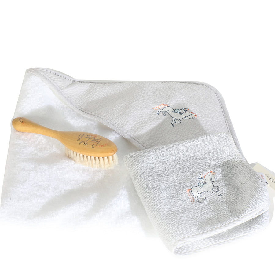 Hermès Gris Perle Cabriole Bath Set Gray; White Fabric Home Goods