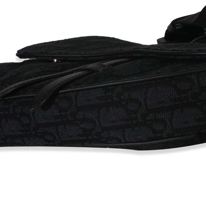 Christian Dior Black Oblique Jacquard Canvas Saddle Crossbody Handbag