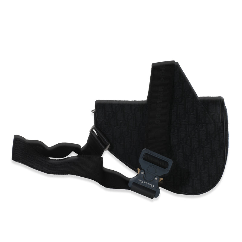 Christian Dior Black Oblique Jacquard Canvas Saddle Crossbody Handbag