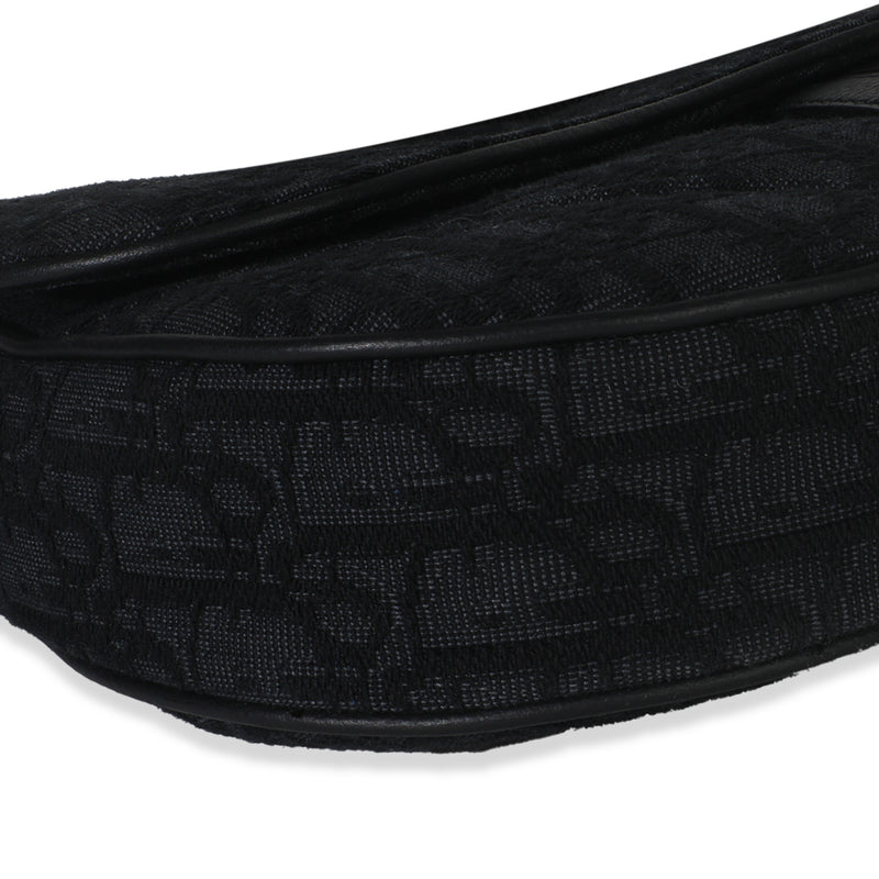 Christian Dior Black Oblique Jacquard Canvas Saddle Crossbody Handbag