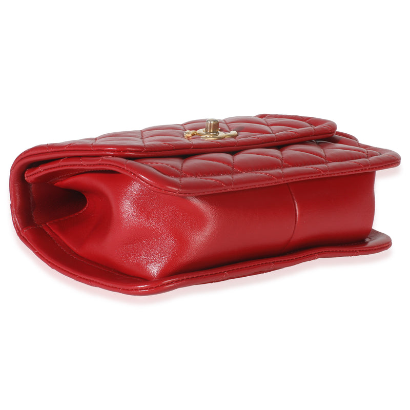 Chanel Red Quilted Puffy Calfskin Small Twist Your Buttons Flap Bag Leather Handbag
