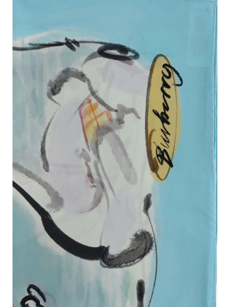 Burberry Knight Scarf — Blue Silk Scarfs