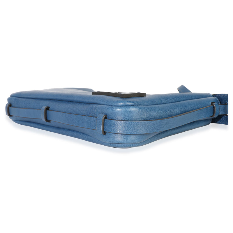 Fendi Blue Nappa Medium Simply Shoulder Bag Leather Handbag