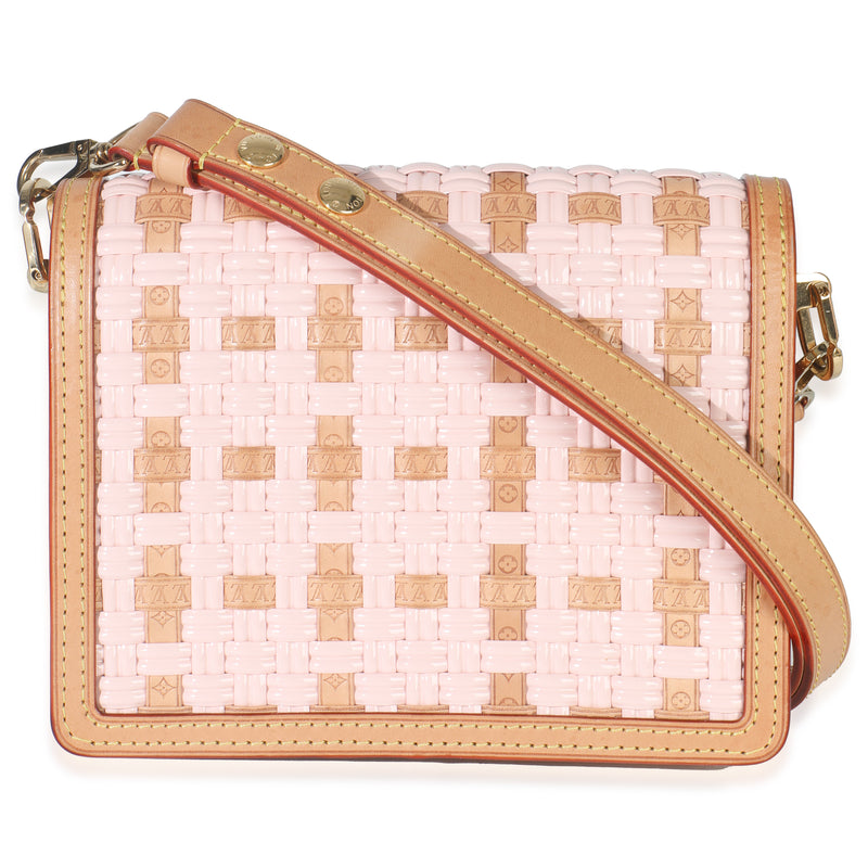Louis Vuitton Pink Brown Leather Woven Dauphine Pm Beige; Multicolor; Handbag