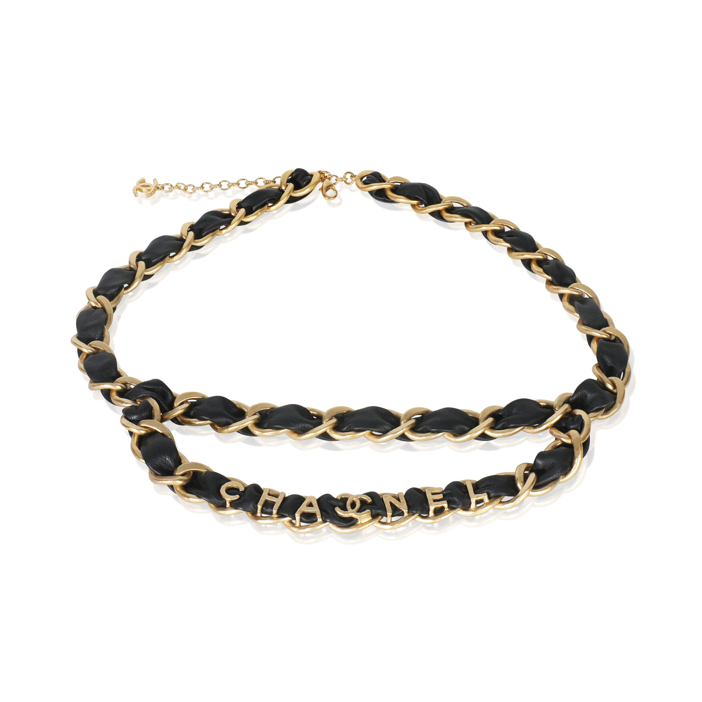 Chanel Gold-Plated 2020 Leather Chain Link Belt Black